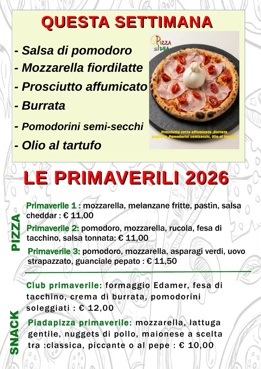 Listino online : Nuovo listino Pizzaidea Ceggia